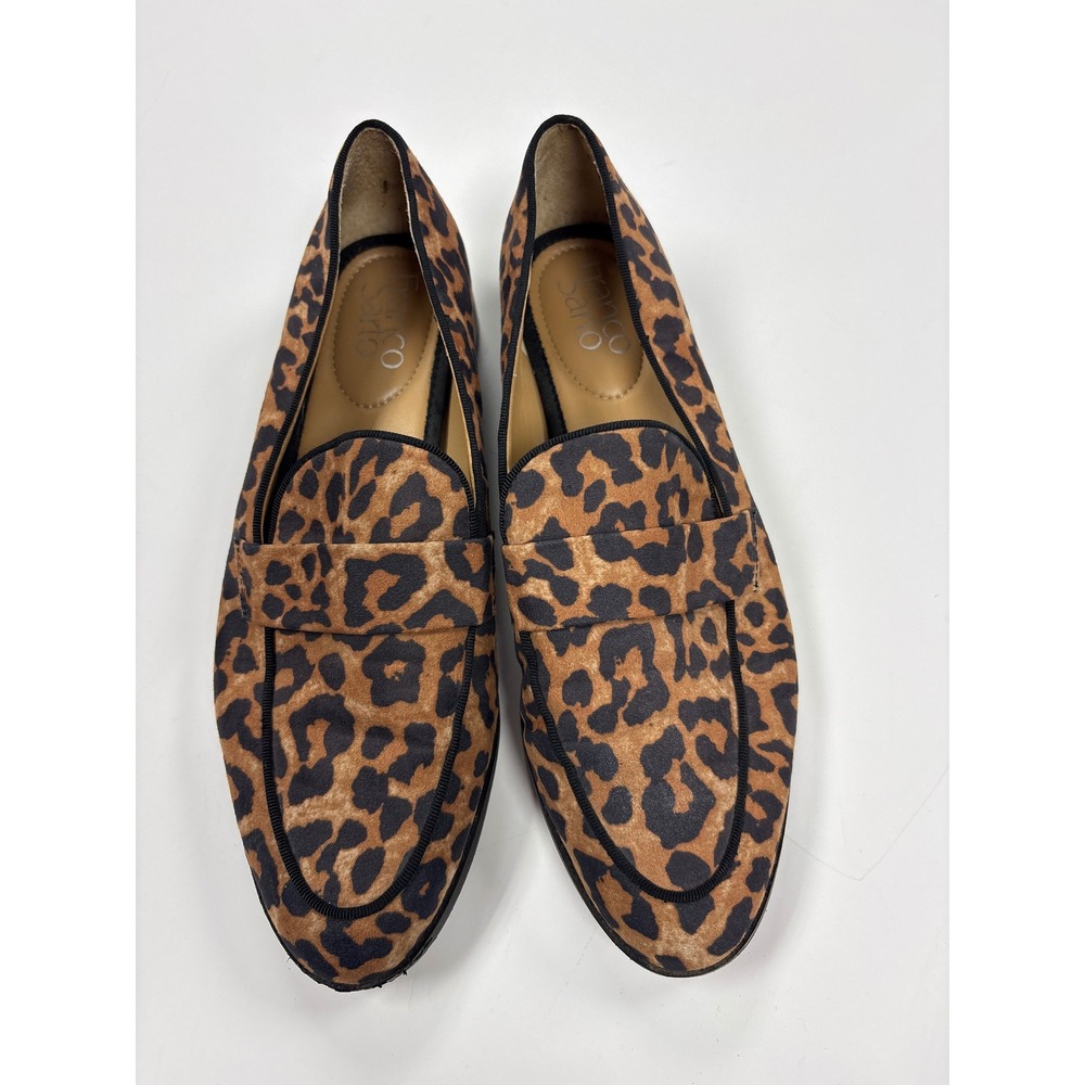 Franco Sarto Hudley Leopard Print Penny Loafers Brown Black Flats 8.5M
